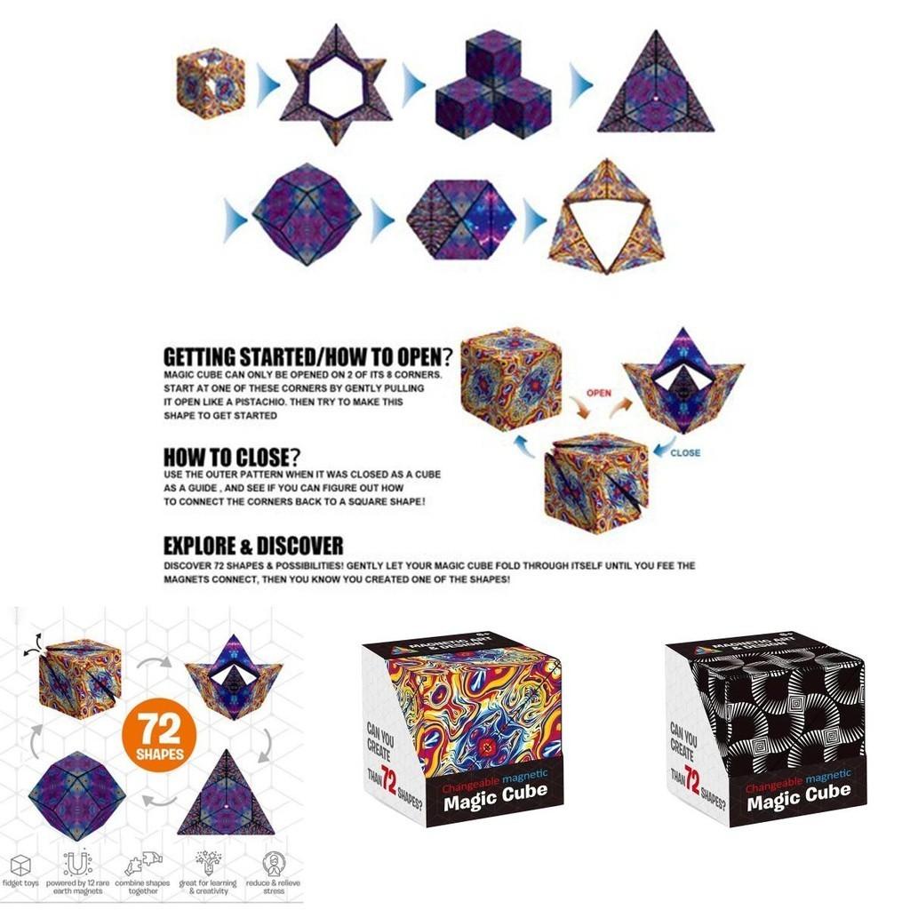 Children's 3d Magnetic Geometric Cube Puzzle Toy Transformable And Interactive