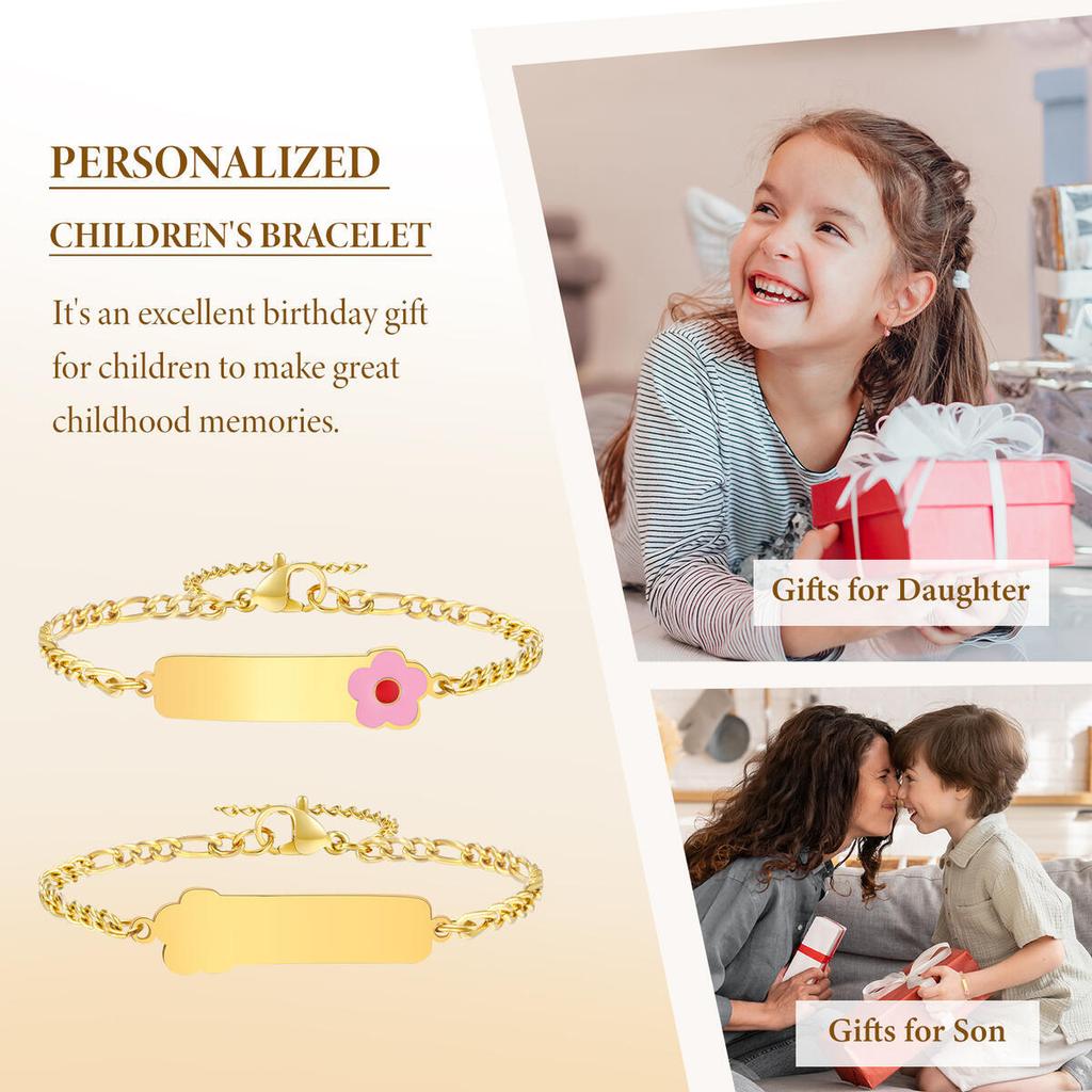 Stainless Steel Jewelry Free Custom Little Friend Bracelets Anti Allergy Engrave Name Bracelets,New Boys Grils Jewelry Gift