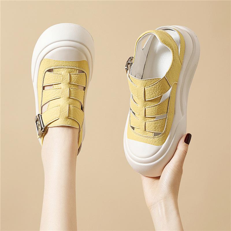

Women s shoes are-like toe sandals, women s summer wear, hollow board shoes, breathable and hole-hole cool sandals, and thick soles are versatile 35