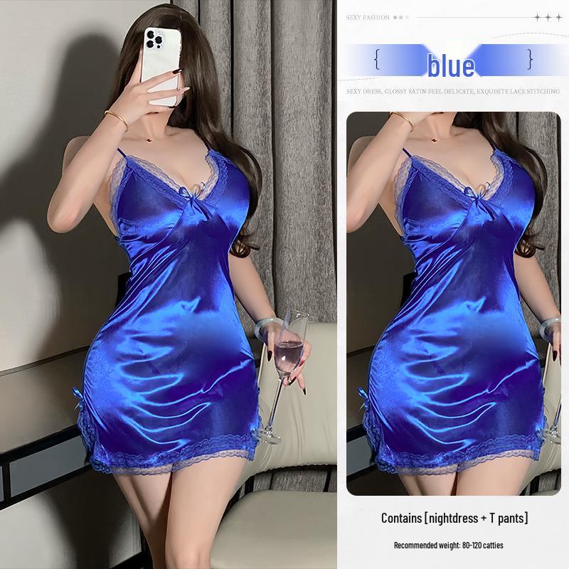 Women's Sexy Pure Desire Quick-Release Lace Nightgown Set with Cunning Slit 8550