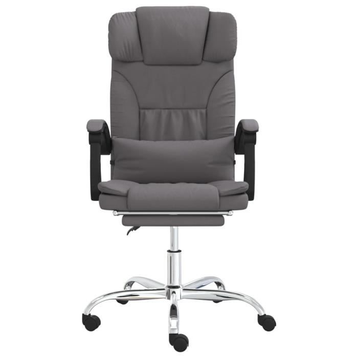 349745 vidaXL Fauteuil de massage inclinable de bureau Gris Similicuir