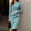 ZANZEA Women Casual Round Neck Long Sleeve Sheath Dress