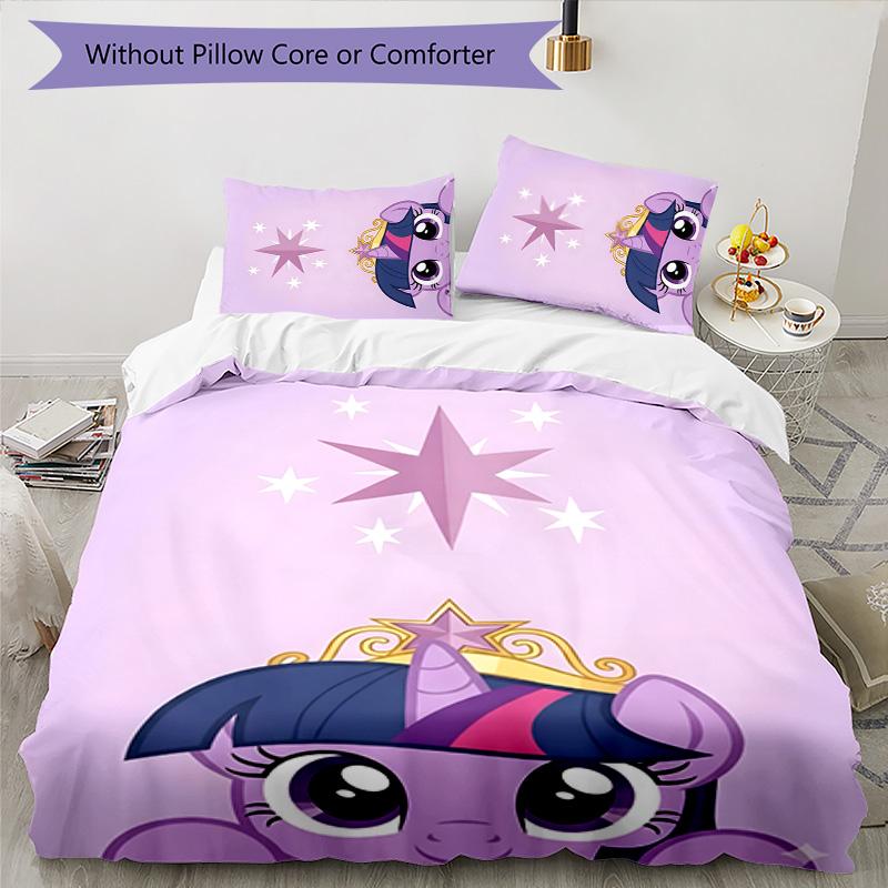 Twilight Sparkle 3pcs Bedding Set Duvet Cover Closure Includes 1 Duvet Cover & 2 Pillowcases for All Seasons Bedroom Home Dorm Decor
