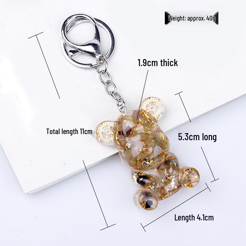 Crystal Resin Bear Keychain - Creative Hugging Bear Design for Car Keys