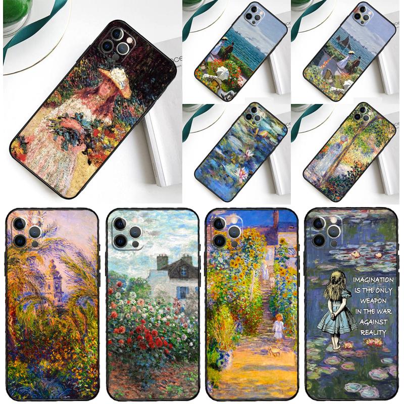 Claude Monet Garden Lotus Bridge Phone Case For iPhone 16 15 Pro Max 12 13 Mini 11 14 Pro Max XR 16 15 Plus 16e Cover Coque