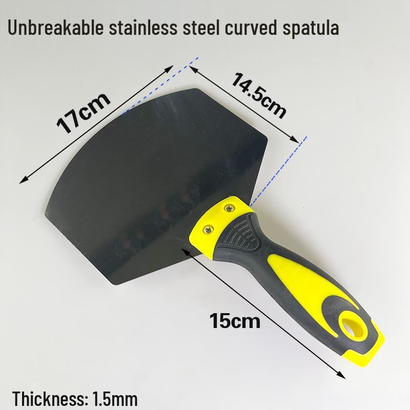 Stainless Steel Gray Curved Fan-Shaped Spatula and Putty Scraper with Thickened Handle - Free Shipping