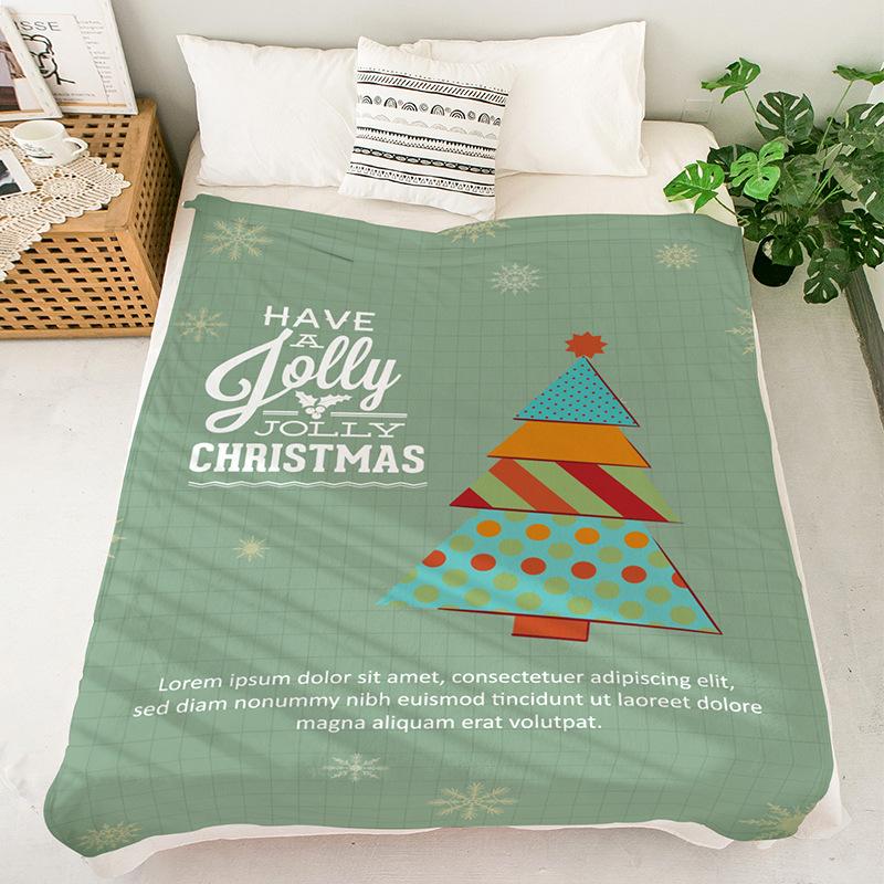 

Christmas Flannel Blanket Printed Office Nap Throw Winter Warm Blanket for Desk Home Use 100X150cm