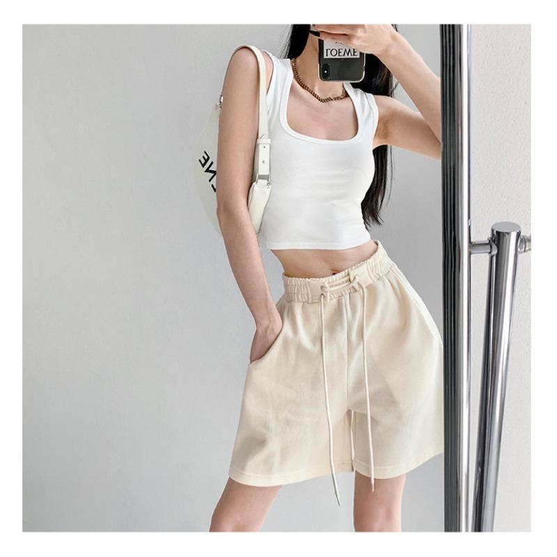 Strapped Sports Shorts for Women In Summer Thin Small High Waist Casual Loose Wide-leg Pants Mid-length Pants American Five-point Pants