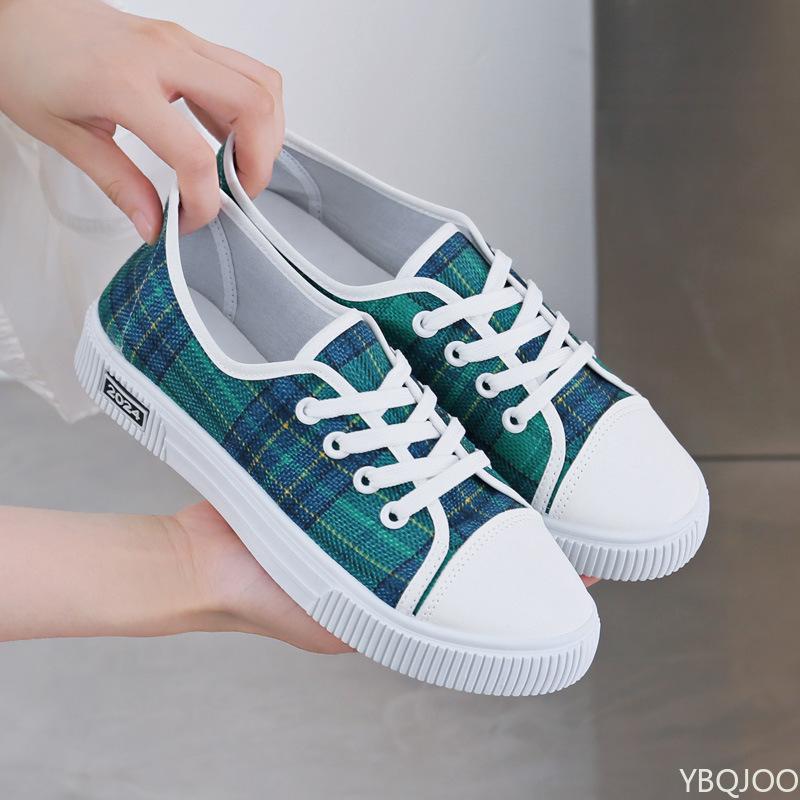 

Женские парусиновые туфли Новая модная дышащая полосатая модель Удобные плоские спортивные и повседневные туфли Zapatos Mujer Кроссовки 41 зелёный