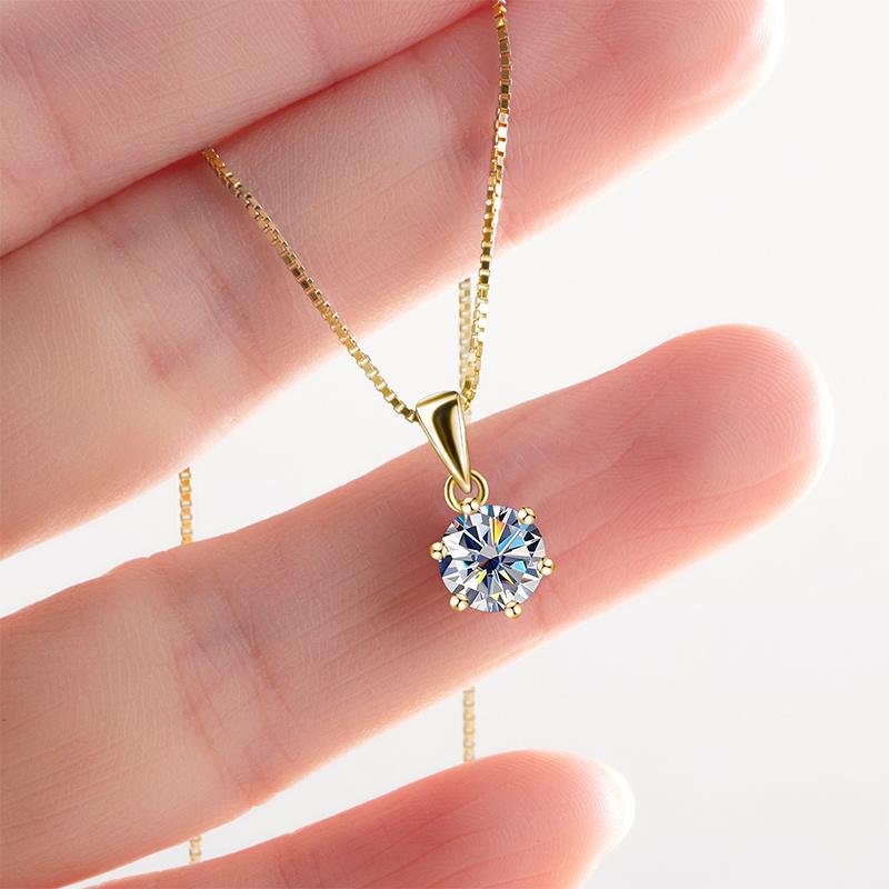 Butterflykiss 1 CT Real Moissanite Pendant Necklace For Women Top Quality 925 Silver Wedding Party Bridal Fine Jewelry