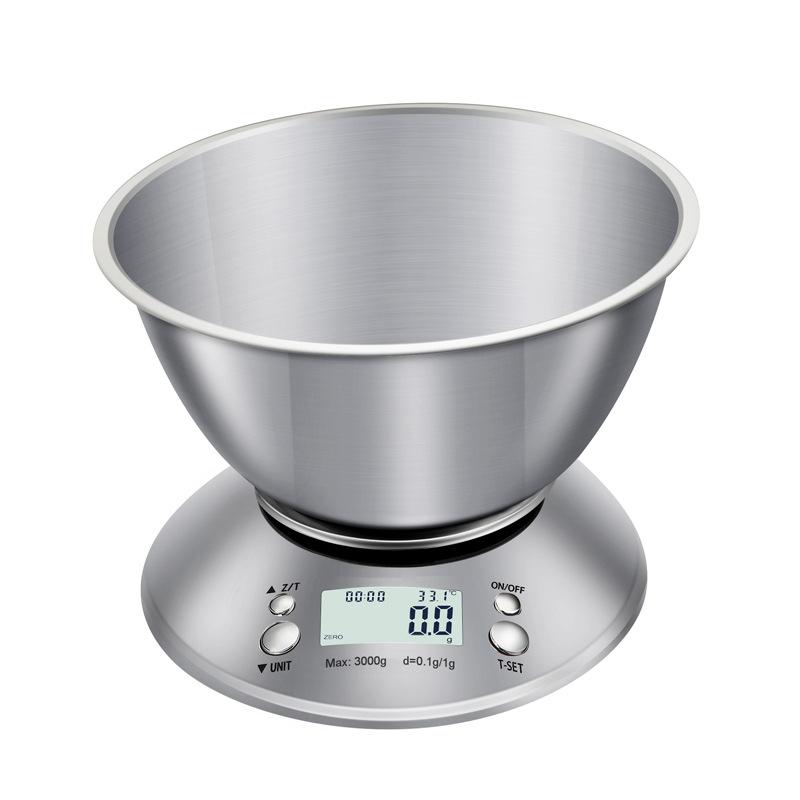 Stainless Steel Kitchen Scale with Tray, Hd LCD Digital Display, Automatic Shutdown, Accuracy 1g,max Weighing 5kg