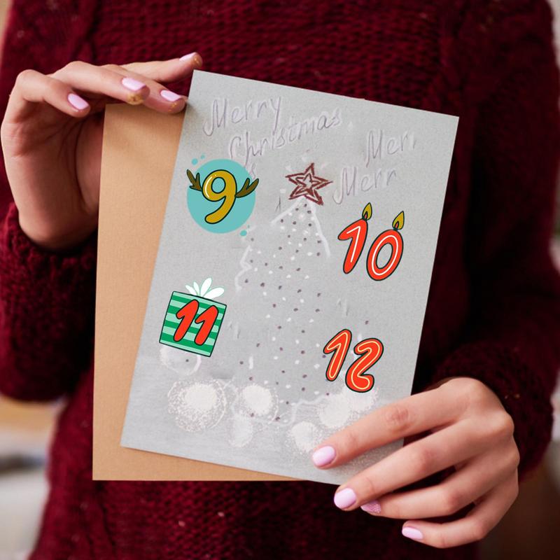 Merry Christmas Stickers Advent Calendar Number Sticker Handmade Cookie Candy Gift Seal Label Paper Sticker Christmas Decoration