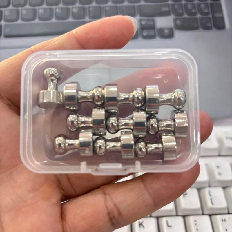 

10pcs Silver Black Magnetic Push Pins | Strong Round Fridge & Whiteboard Magnets for Office/Locker Organization Strong Magnet