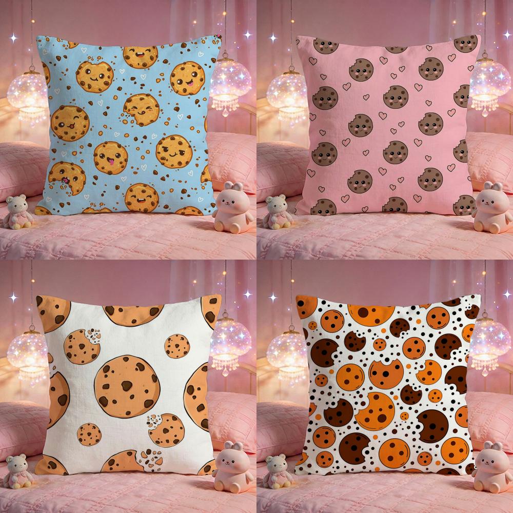 Sweet Cookie Pattern Cushion Cover Premium Comfort Reversible Pillow Cove Two in One Design for Any Room Car Interior