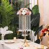 Iron Art Flower Stand with Crystal Bead Curtain for Weddings and Dining Table Decorations