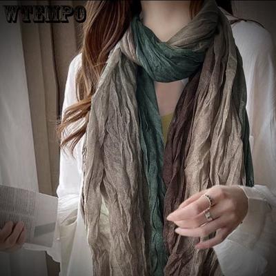 Cotton and Linen Scarf for Women Retro Spring and Autumn Silk Scarf Women's Long Scarf