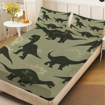 1pc Grey Green Dragon 3D Printed Fitted Sheet 100% Polyester Durable Bedding Set Sheet for Home Bedroom Decoration Birthday Gift
