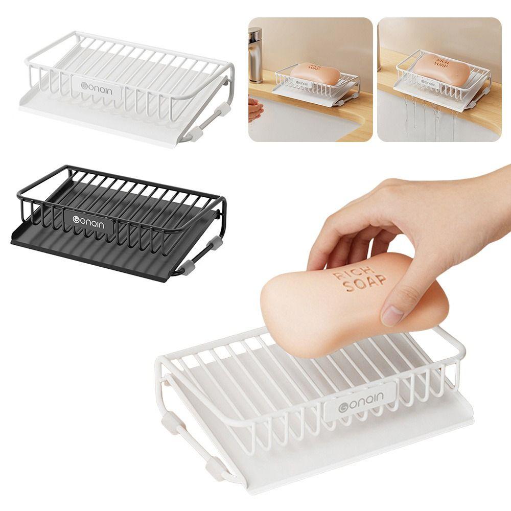 New Portable Soap Dish Multifunctional Home Bathroom Accessories Soap Rack Soap Storage Rack Carbon Steel Drain Box