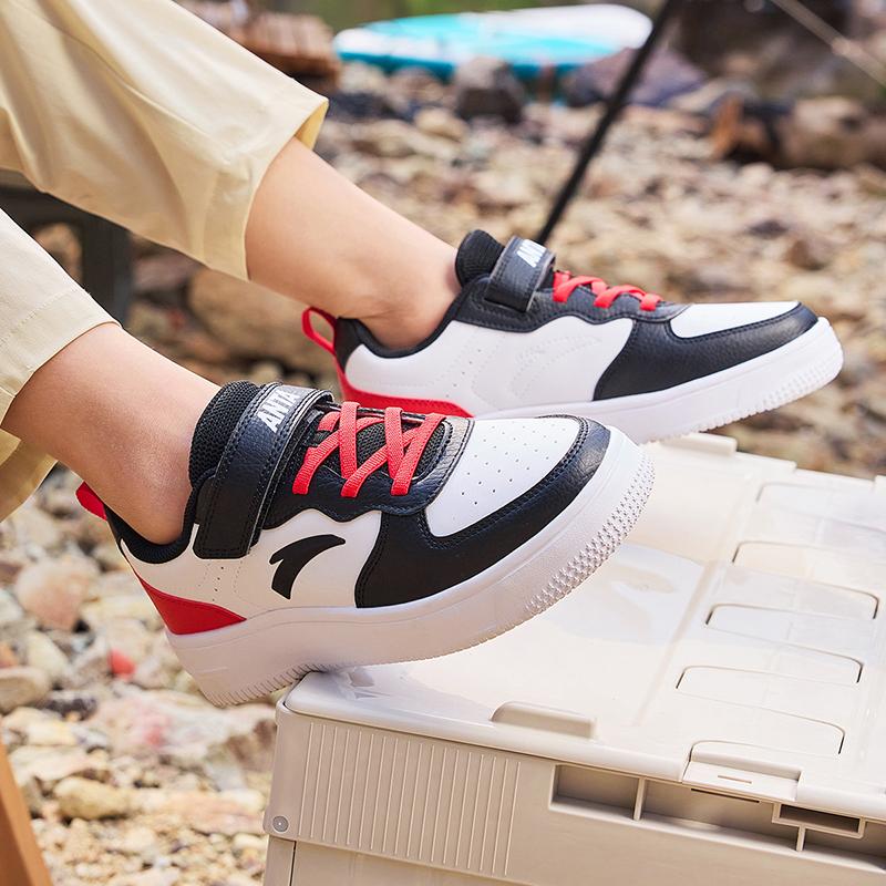 Anta Comfortable Versatile Anti-Kick Low-Top Kids Skate Shoes Kids Sneakers Black White Red A332338063J-3