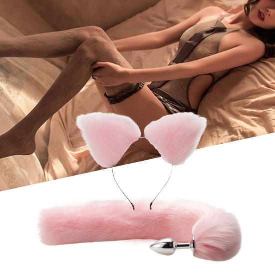 1 Set Anal Plug with Headband Multicolor Relieve Fatigue Quick To Climax Reusable Role Play Tool Aluminum Alloy Fox