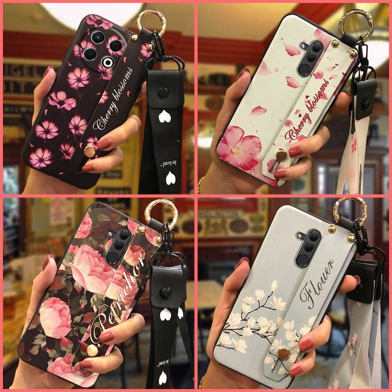 Protective Flower Phone Case For Tecno Spark30 Pro 4G/KL7 Kickstand Dirt-resistant Phone Holder Wrist Strap Back Cover