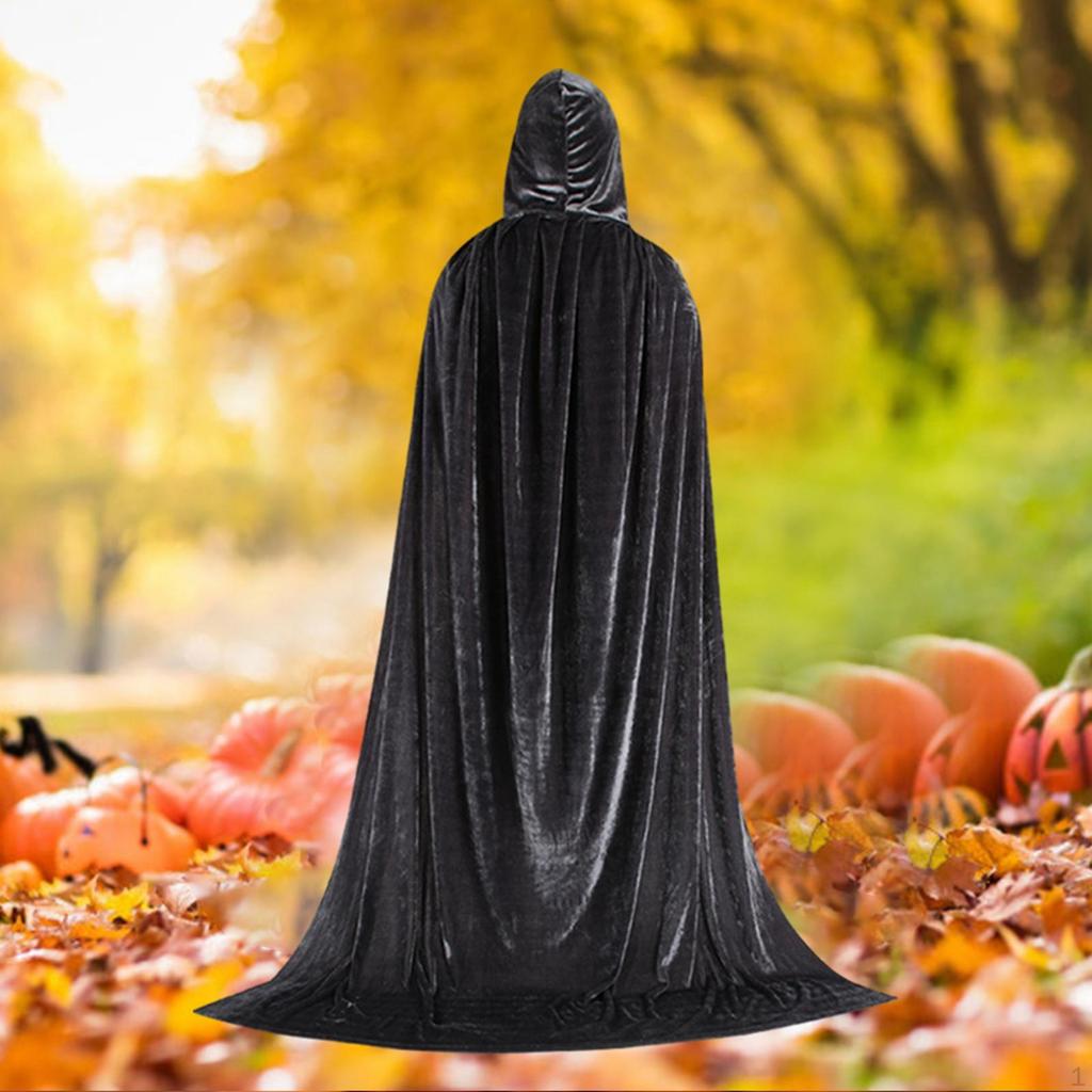 Deluxe Halloween Velvet Hooded Cape Cloak Robe - Premium Quality Costume Accessory for Parties and