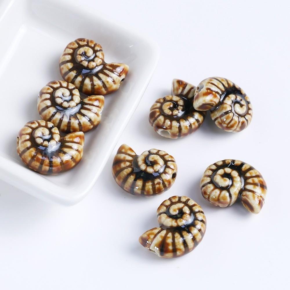 Embossed Conch Spacer Porcelain Beads Glazed DIY Jewelry Making Snail Ceramic Beads Earrings