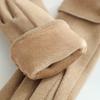 1 Pair of Warm Gloves Suitable for Women's Winter Fleece-Lined Windproof and Cold-Resistant Touchscreen Cycling Driving Fingerless Mittens
