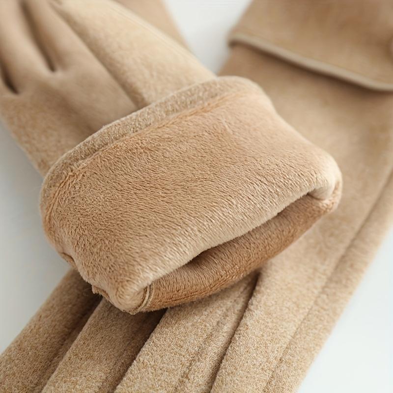 1 Pair of Warm Gloves Suitable for Women's Winter Fleece-Lined Windproof and Cold-Resistant Touchscreen Cycling Driving Fingerless Mittens