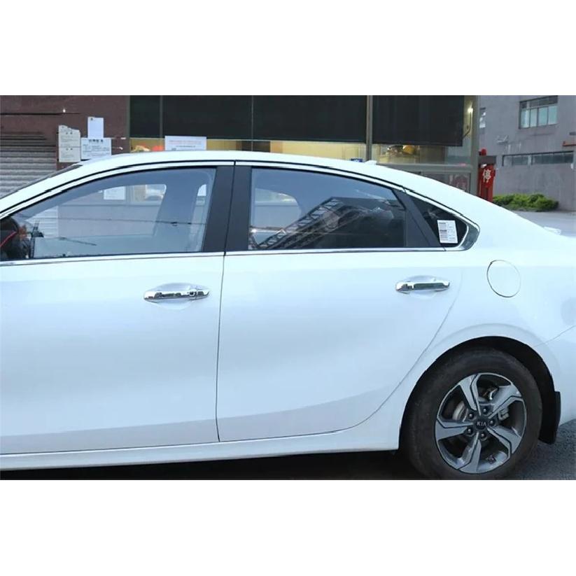 LHD ! Outside Door Handle Bowl Frame Cover Trim For Kia Cerato Forte K3 - 2024 Carbon Fiber / Chrome Exterior Accessories