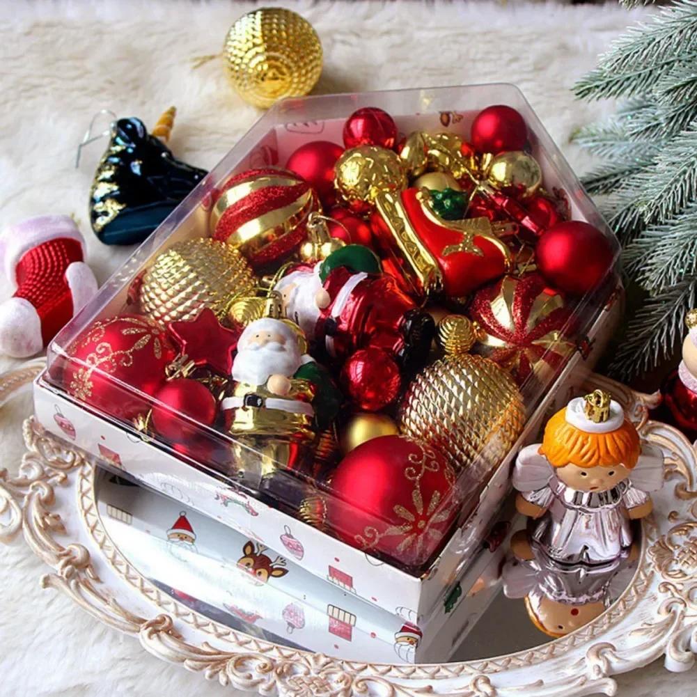 72Pcs Christmas Balls Set Red Gold Xmas Balls Diy Christmas Tree Ornaments For Home Party Decoration New Year Gift
