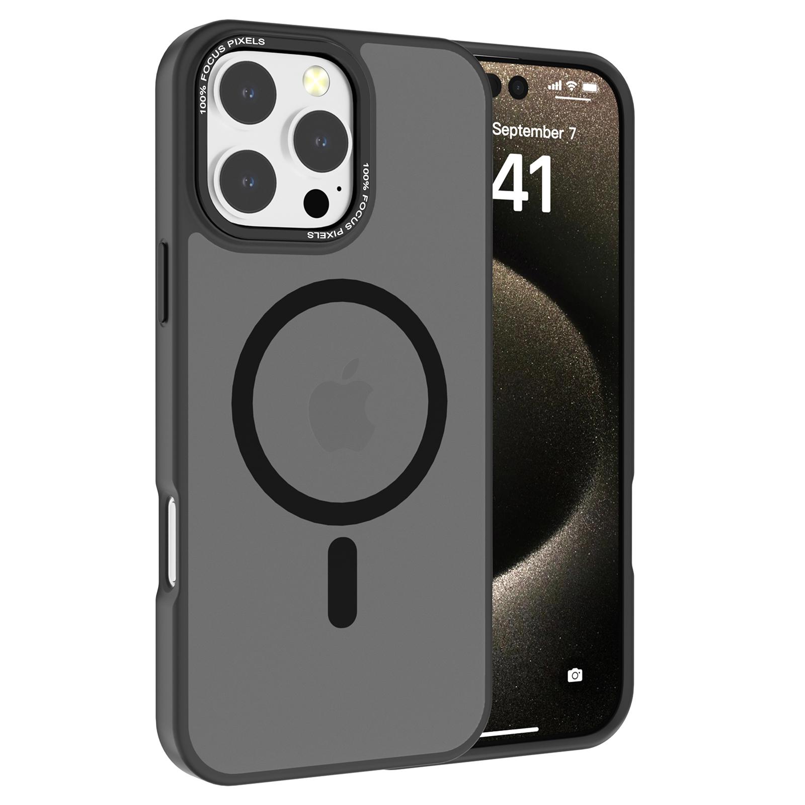 

For iPhone 16 Pro Magnetic Case TPU+PC Phone Cover Matte Skin-Friendly Touch Black