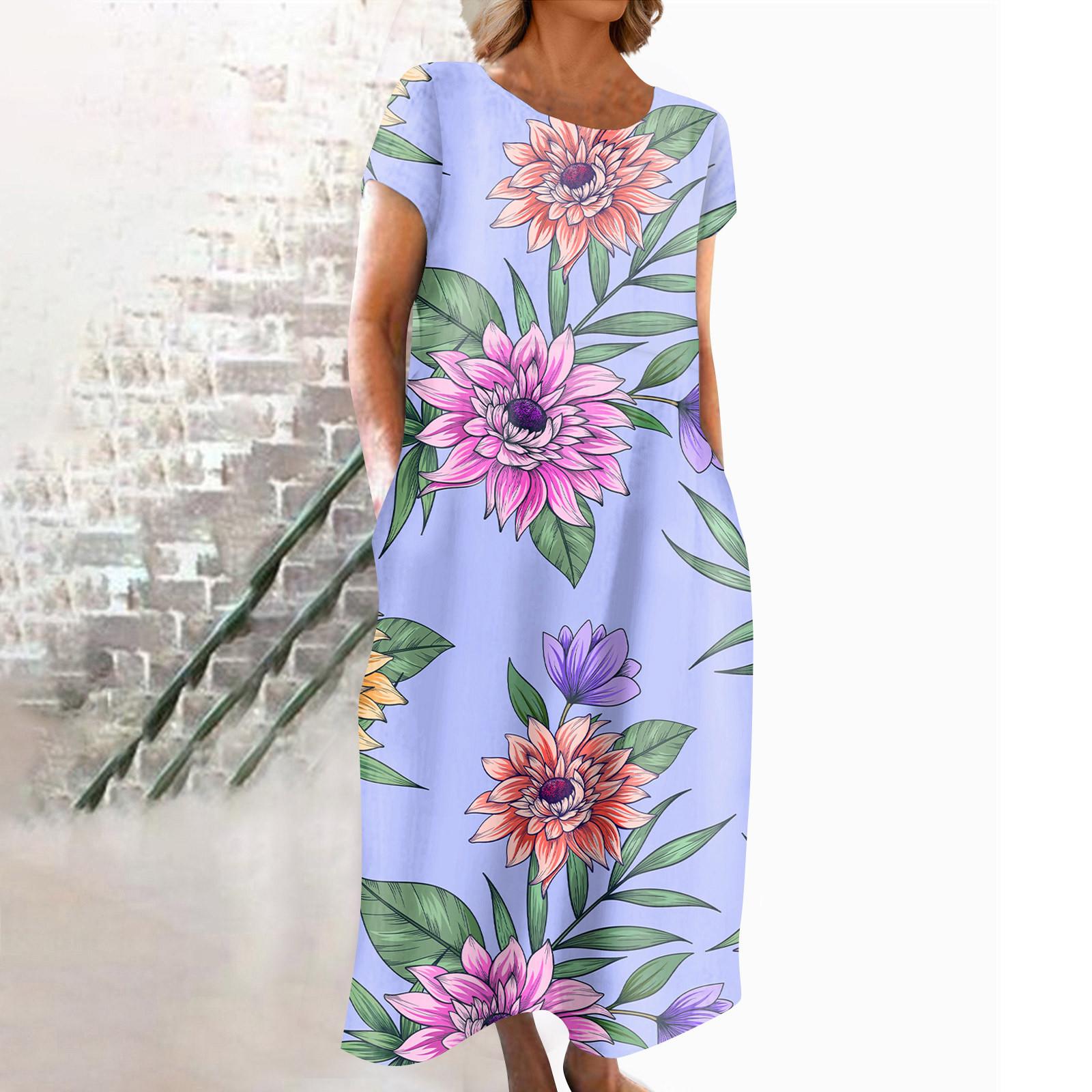 Модное женское летнее платье с круглым вырезом и повседневным модным пуловером с принтом — фото 9