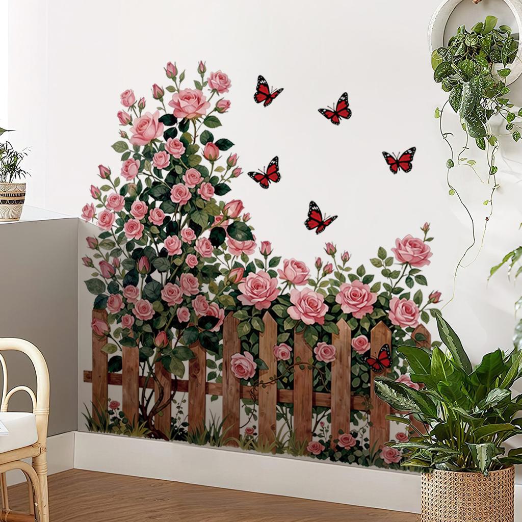 Rose Trellis Floral Wall Sticker Self-Adhesive Removable Waterproof Home Decor