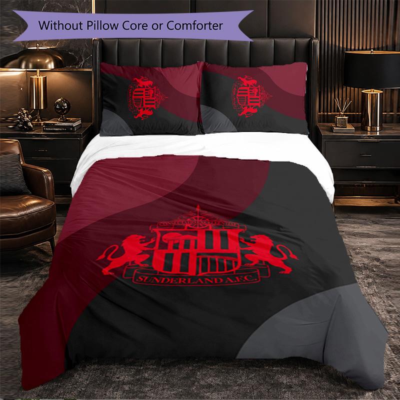 Set Biancheria da Letto a 3 Pezzi Sunderland Football Morbido Set Copripiumino con Federe Set Decorazione Camera da Letto per la Casa