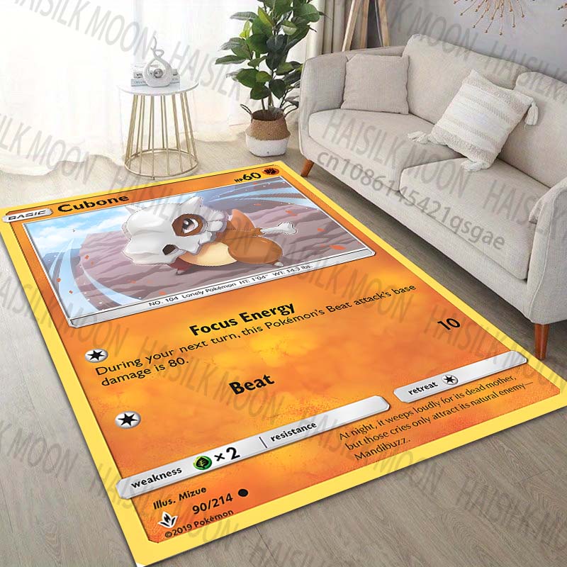 1PC Pokémon Cubone Printing Carpet for Living Room Bedroom Kid's Room Home Decor Area Rug Sofa Cloakroom Play Mat for Gifts
