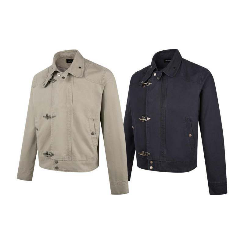 Men's Retro Patchwork Airplane Buckle Jacket