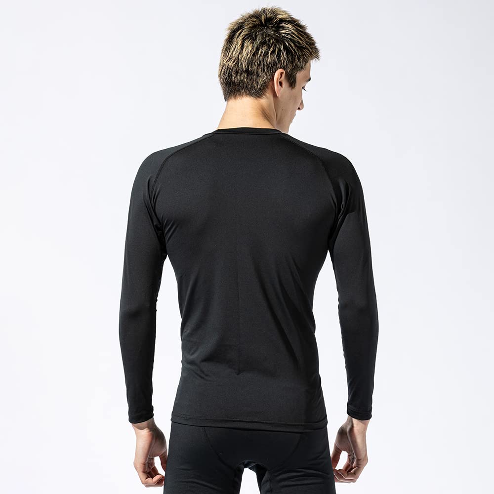 Otafuku Glove Summer Innerwear Long Sleeve Crew Neck Deodorizing Compression Cool to the Touch UV Protection Black LL [Fully Sweat-Absorbing