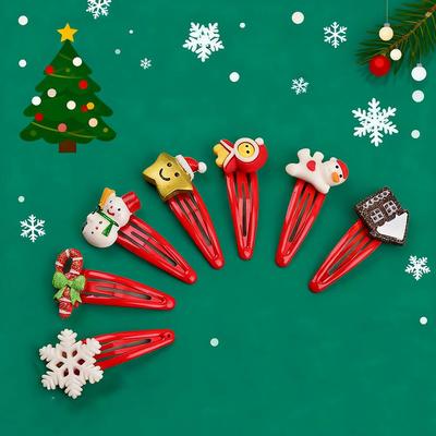 Sweet and Lovely Christmas Red Hair Clips - Random Christmas Pattern BB Bangs Clips