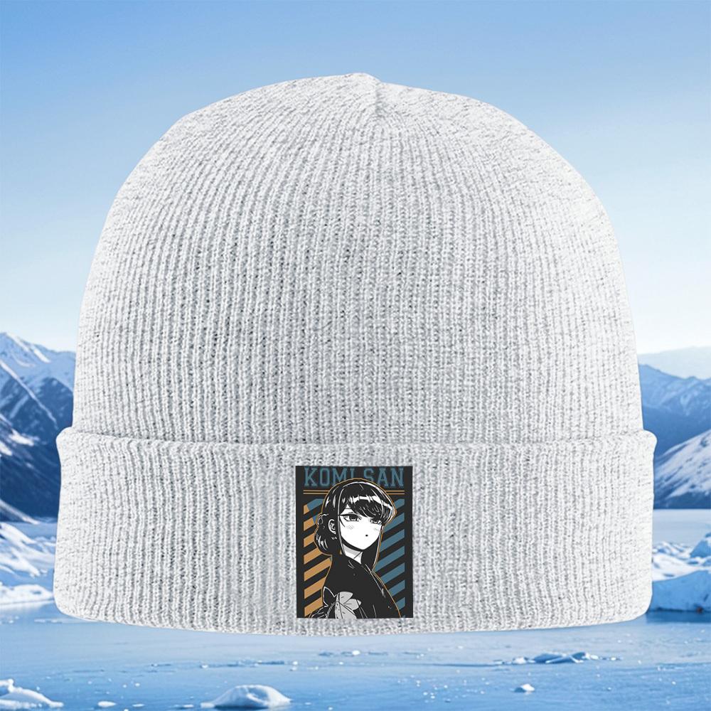 Anime Girl portrait cool style black dress Men Women Unisex Knitted Hat Beanie Pullover Cap Winter Thermal Warm Christmas Outdoo