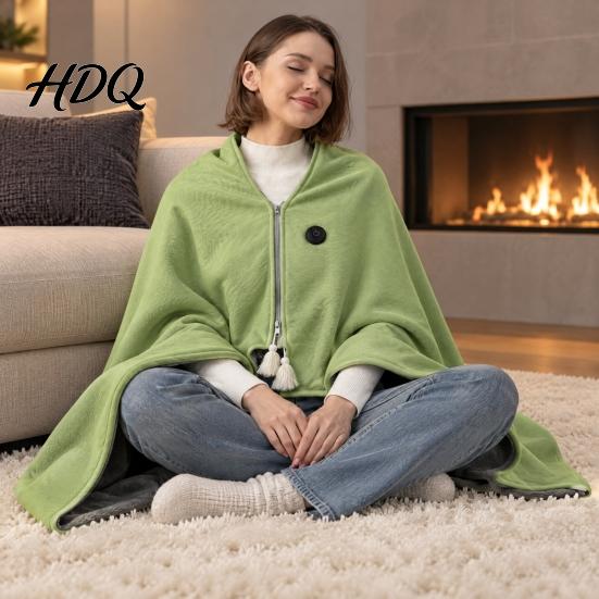 Warm Elektrisch Sjaal voor Dagelijkse Taken USB Verwarmingsdeken met Grafeen Verwarming Rits aan de Voorkant Handsfree Winter Wikkel 3-Niveaus Cadeau Haar Verstelbaar