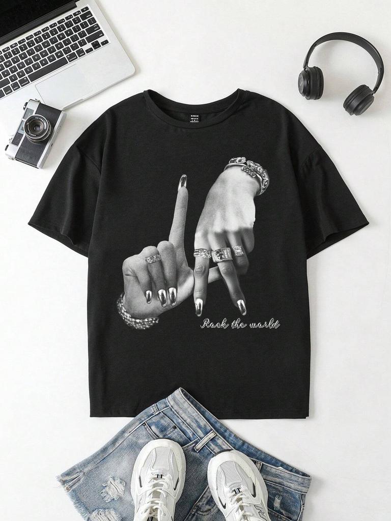Oversized Streetwear Vintage T Shirt Hip-hop Women's T-shirt Hip-hop Women's T-shirt