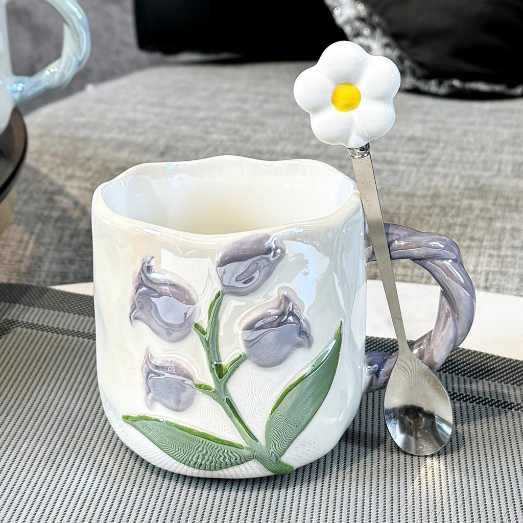 Hand Painted Tulip Ceramic Mug Funny Coffee Mug Cup Christmas Cups Original Breakfast Cups Unusual Mugs Cup for Tea Drinkware