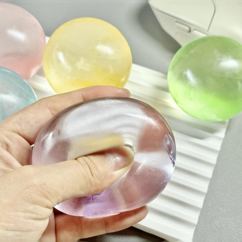 1Pcs Soft Transparent Coconut Maltose Squeeze Ball Stress Relief Fidget Toy for Classroom Quiet Fidgeting Use