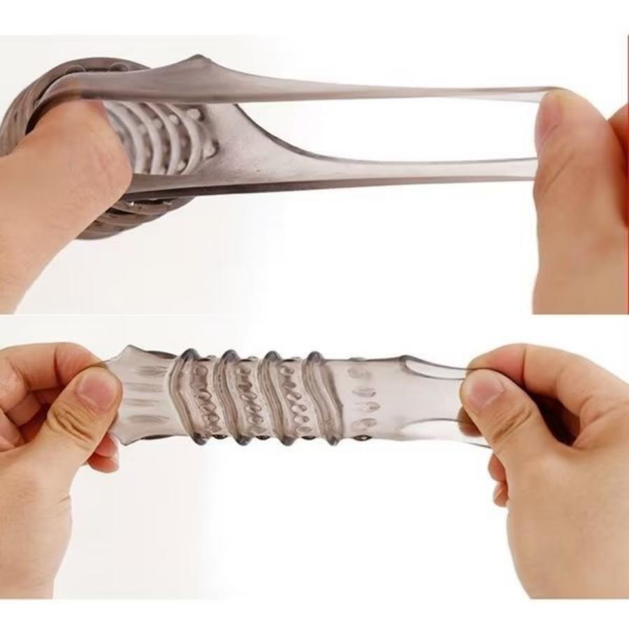 Silicone Penile Sleeve Ribbed Stimulation Waist Circumference Enhancer Delays Ejaculation In Men's Penile Sleeves
