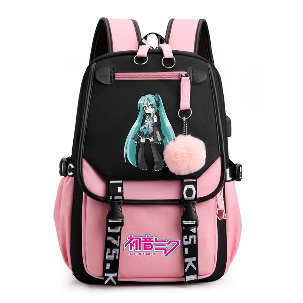 Anime Hatsune Miku Potisk Batoh Školní taška pro Teenagera Studenta Dívku Chlapce Taška na knihy Velká kapacita vodotěsný Cestovní taška Dárek Ruksak
