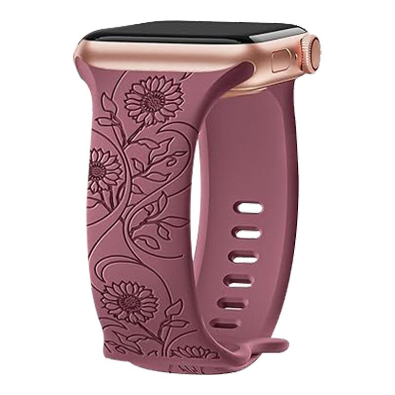 Silikonový řemínek pro Apple Watch - Laserově gravírovaný s motýlem a přezkou ve tvaru osmičky, Kompatibilní s iWatch 11.