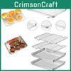 Stainless 4pcs Steel Baking Tray Rack Bbq Roaster Oven Cooling Rack Square Sheet