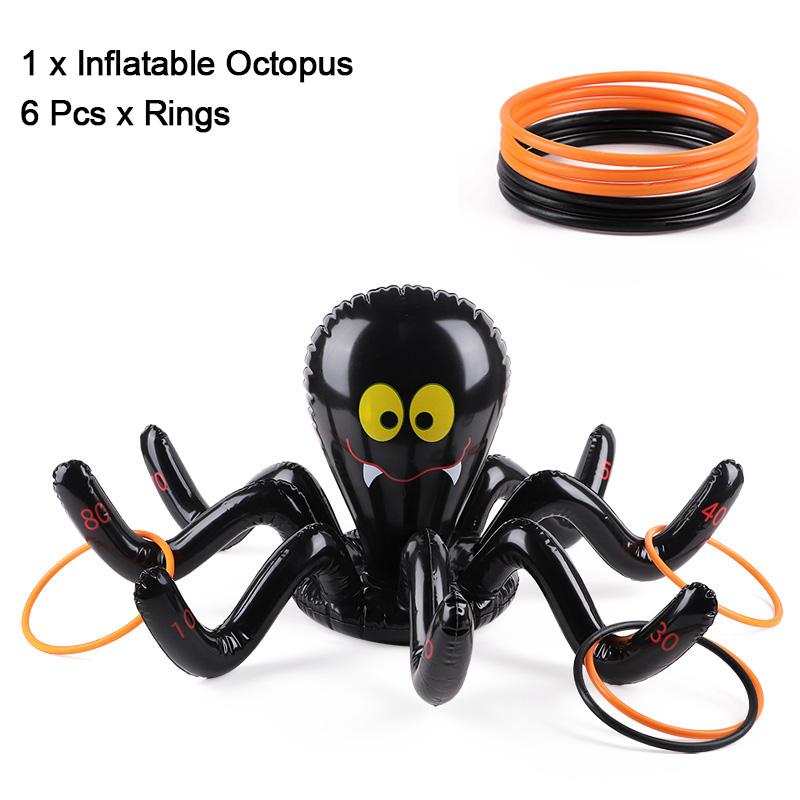 Halloween Spider Octopus Ring Toss Game Inflatable Toy Gifts Kids Halloween Party Decoration Indoor Outdoor Family Throwing Game