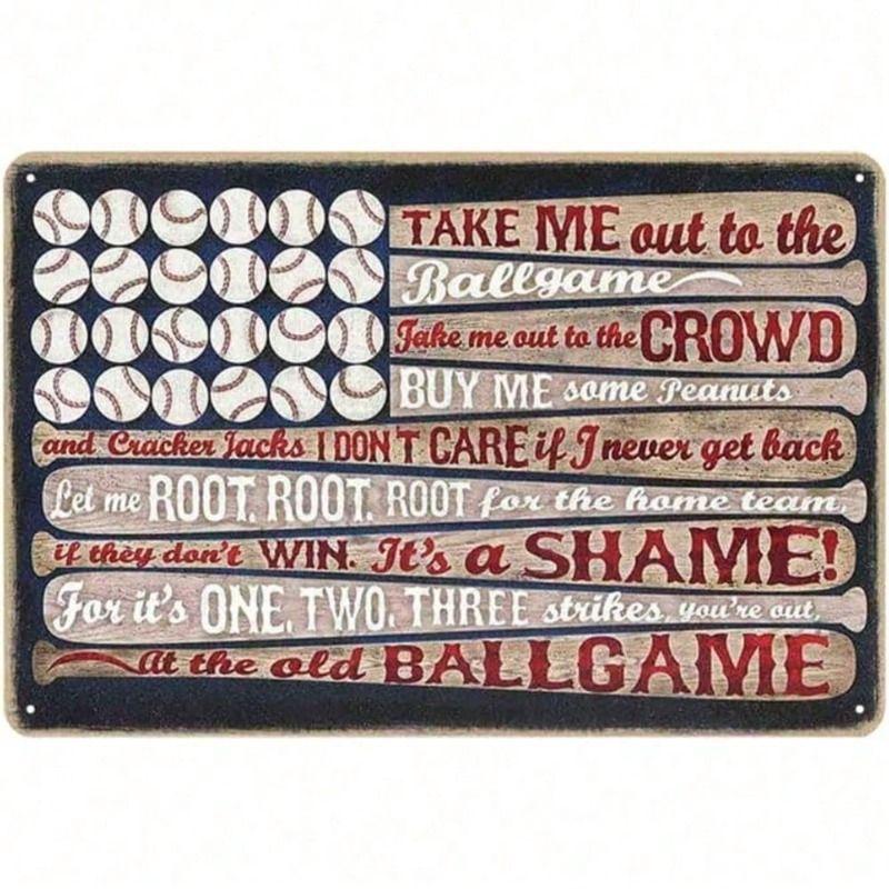

Metal Wall Art Poster, Gift for Men, Retro Baseball Decor for Bar Garage
